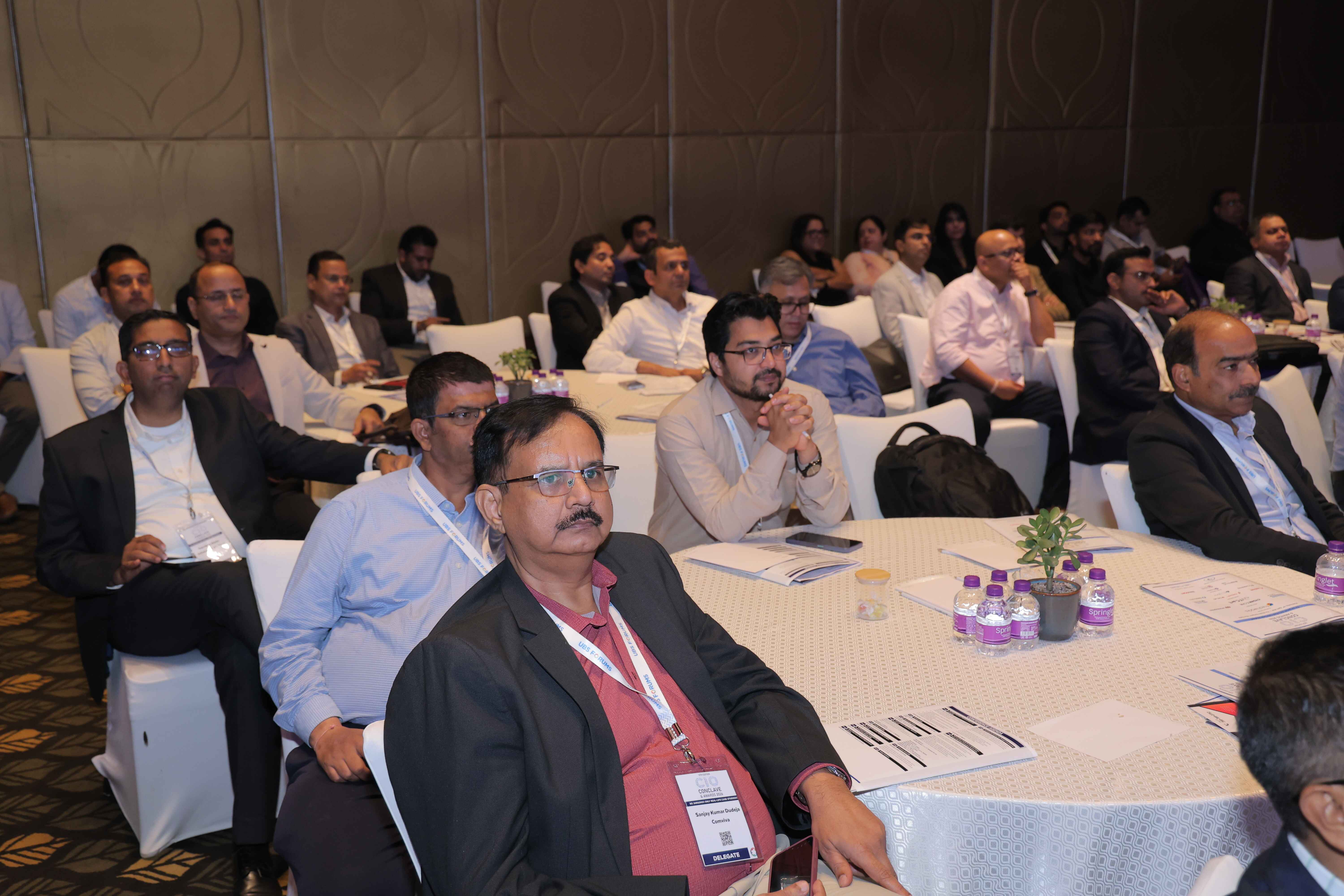 Technology leaders collaborating at a business event